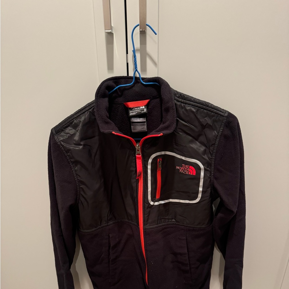 North face fleece zip up, boys size medium 10/12, black, good used condition